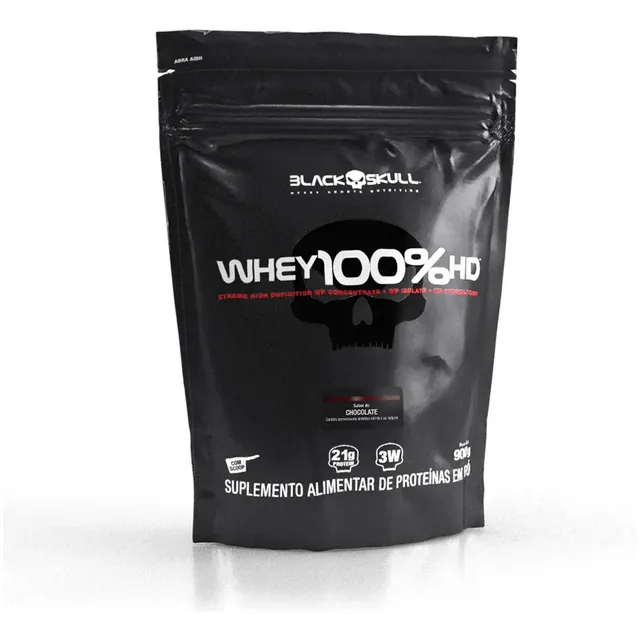 Proteína Black Skull Whey 100% HD sabor Chocolate 900g